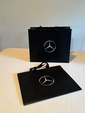 2 Mercedes Benz paper bags, authentic luxury car shopping gift bags! Black tote